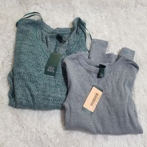 Wild Fable XS Ribbed Tops NWT 2 Piece Bundle Gray Green Sleeveless Knit Set